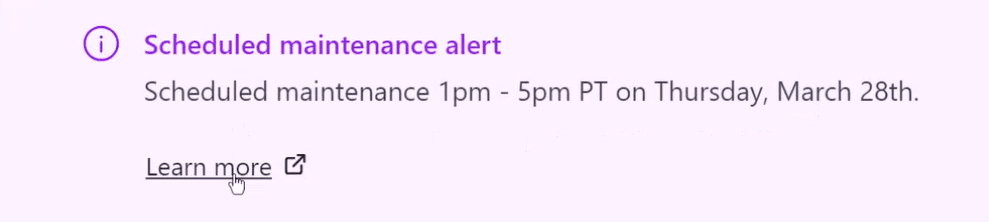 Sign in maintainence message